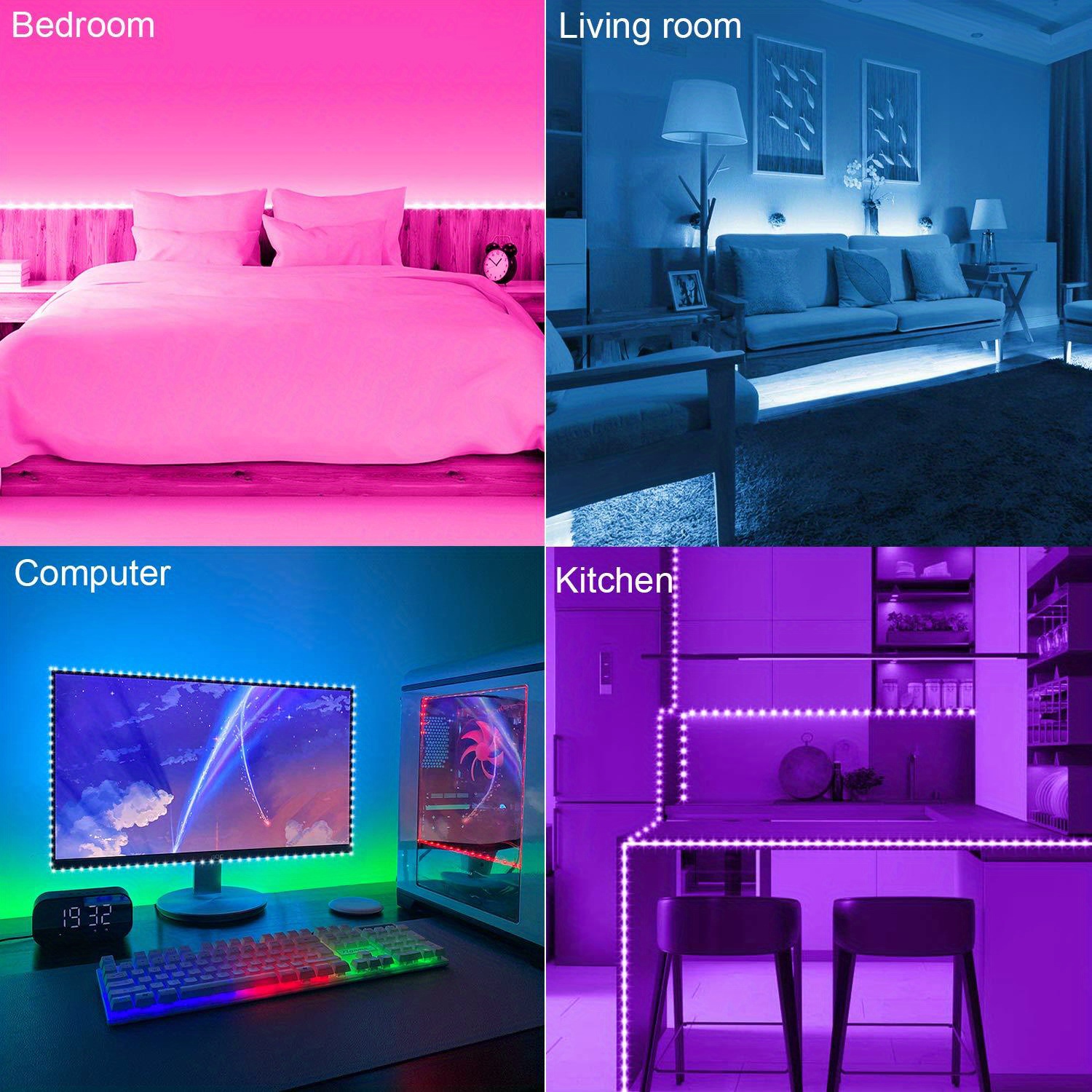 Led Strip Lights For Bedroom Smart Rope Light Strips With 44 - Temu