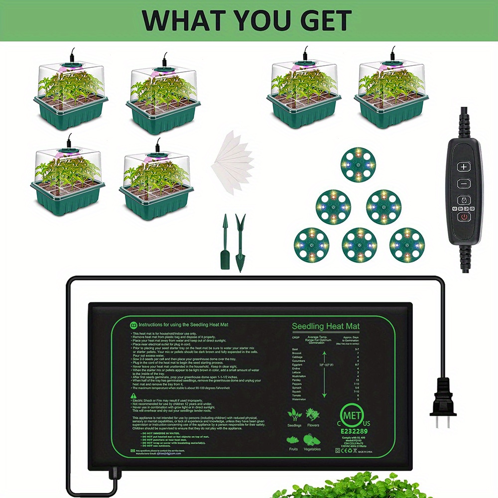 Snagshout  $12.5 Seed Starter Tray, 40 Cells Seed Starter Kit with  Seedling Heat Mat, Germination Tray with Humidity Control Domes, Cloning  Kit, Propagation and Germination Station, Heat Mat for Plants Starter Kit