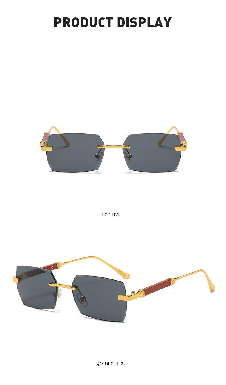 Women's Rimless Polygon 'Grizzly' Metal Sunglasses — Eye Shop Direct