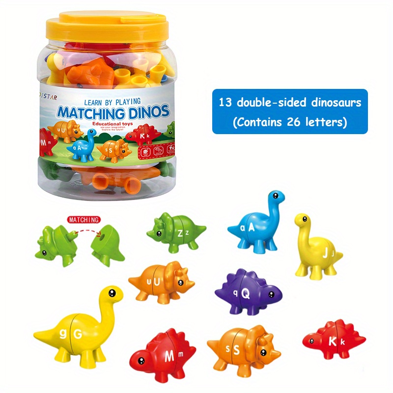 Jogo De Combinação De Alfabeto De Dinossauro De Dupla Face Para Crianças  Aprenda Brinquedos Educativos Combinando Letras Brinquedo Motor Fino,  Brinquedos Educativos Pré-escolares Montessori Para Crianças, Meninos,  Meninas - Temu Portugal