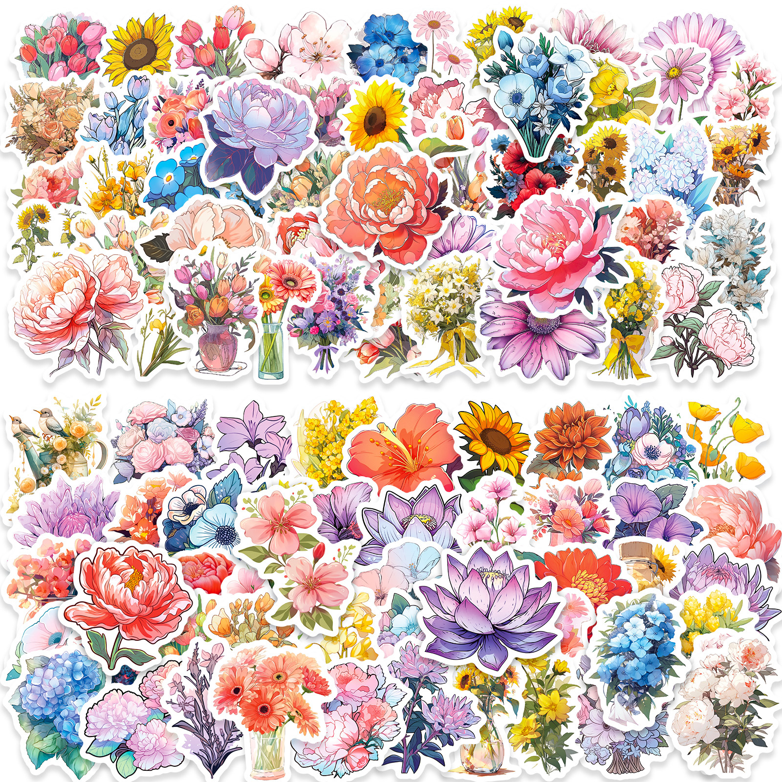 80 Pieces Natural Flower Stickers for Scrapbooking, Self-Adhesive  Scrapbookin