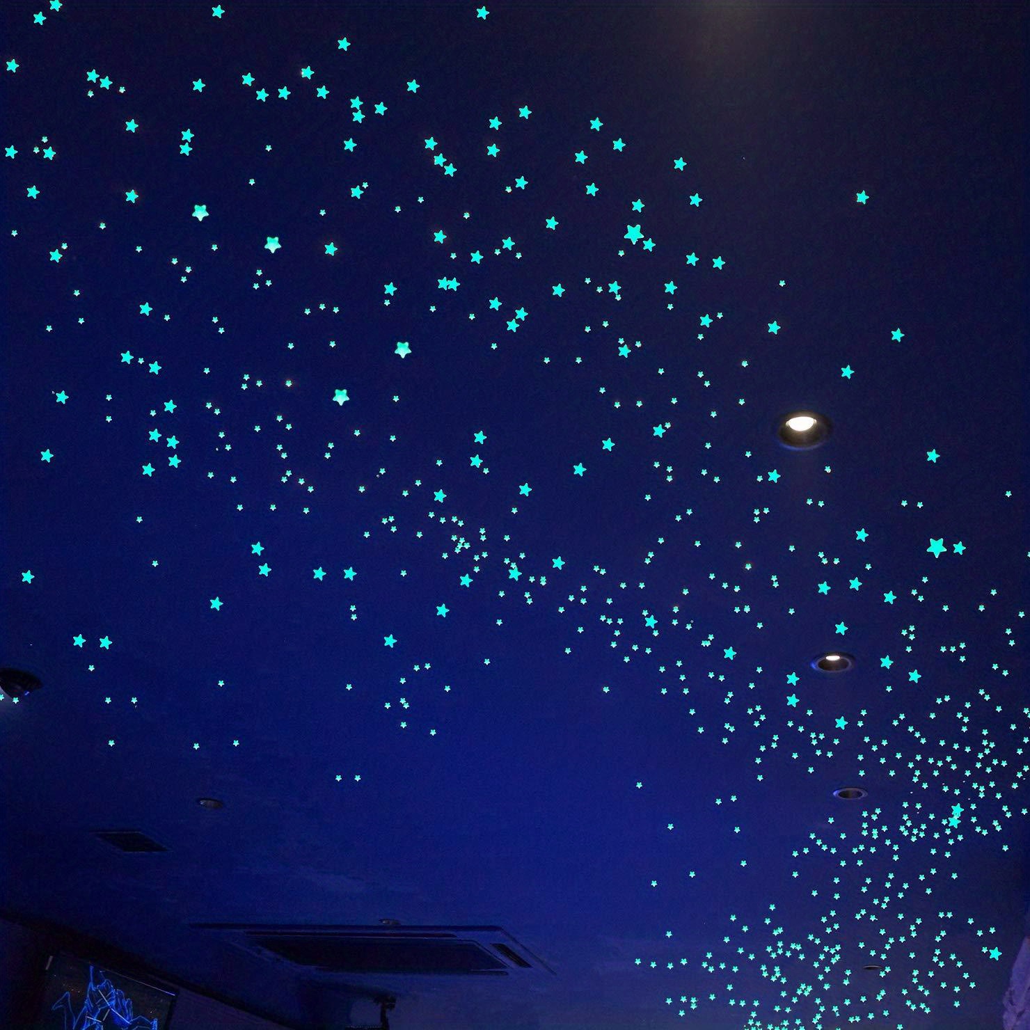 Glowstars Glow In The Dark Stickers Stars - Blue Pink Glitter Space Stars  Moon