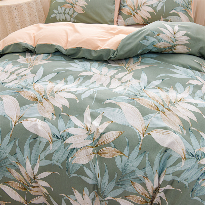 3pcs   duvet cover   leaf print   polyester bedding set for   soft comfortable and   duvet cover for bedroom   1 duvet cover 2 pillowcase without core details 3