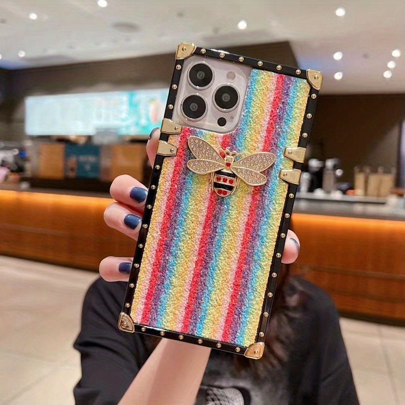 Rainbow Glitter Square iPhone Case