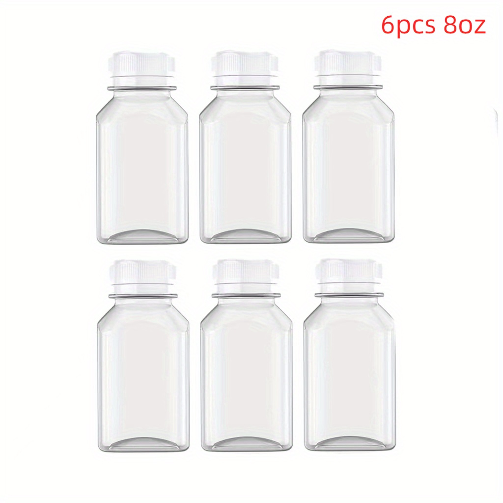 Norcalway 8 Oz Plastic Juice Bottles With Caps, Reusable