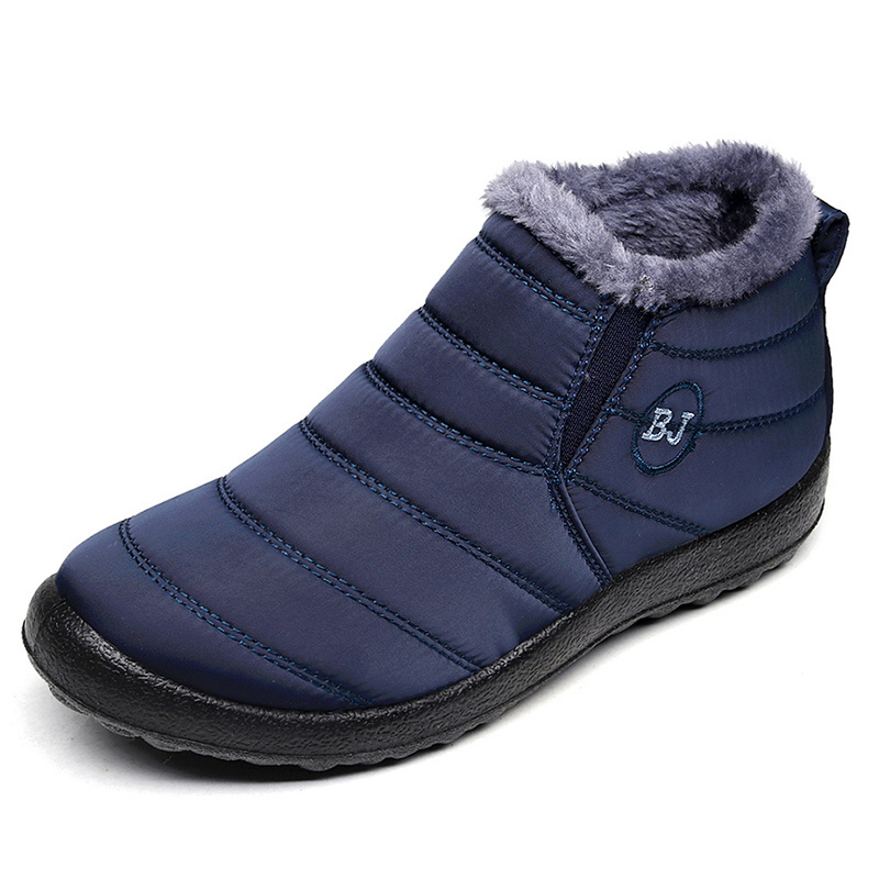 Image of Women's Winter Ankle Boots - Cozy Artificial -lined Interior, Sole, Navy Blue With Logo "b.j." - Warm Snow Booties In Multiple Colors, Women Shoes