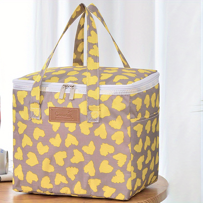 Gold Letter Print Insulated Lunch Bag Large Capacity Cooler Lunch Box  Portable Thermal Food Picnic For Camping Insulated Lunch Bags For School