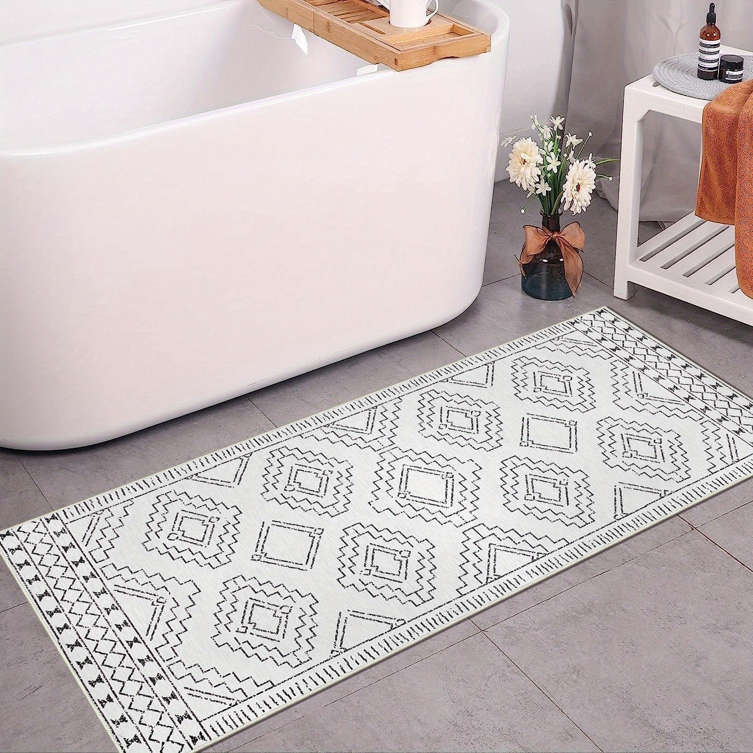 Morebes Modern Kitchen Mats for Floor,Washable 2x3 Entryway Rug Abstract  Non-Slip Rugs Small Bath Mat Contemporary Pattern Soft Indoor Carpet for