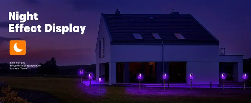 6 packs solar lights outdoor garden 12led solar flame torch light with purple flame for halloween decorations garden patio hallway lighting holiday decorations details 2