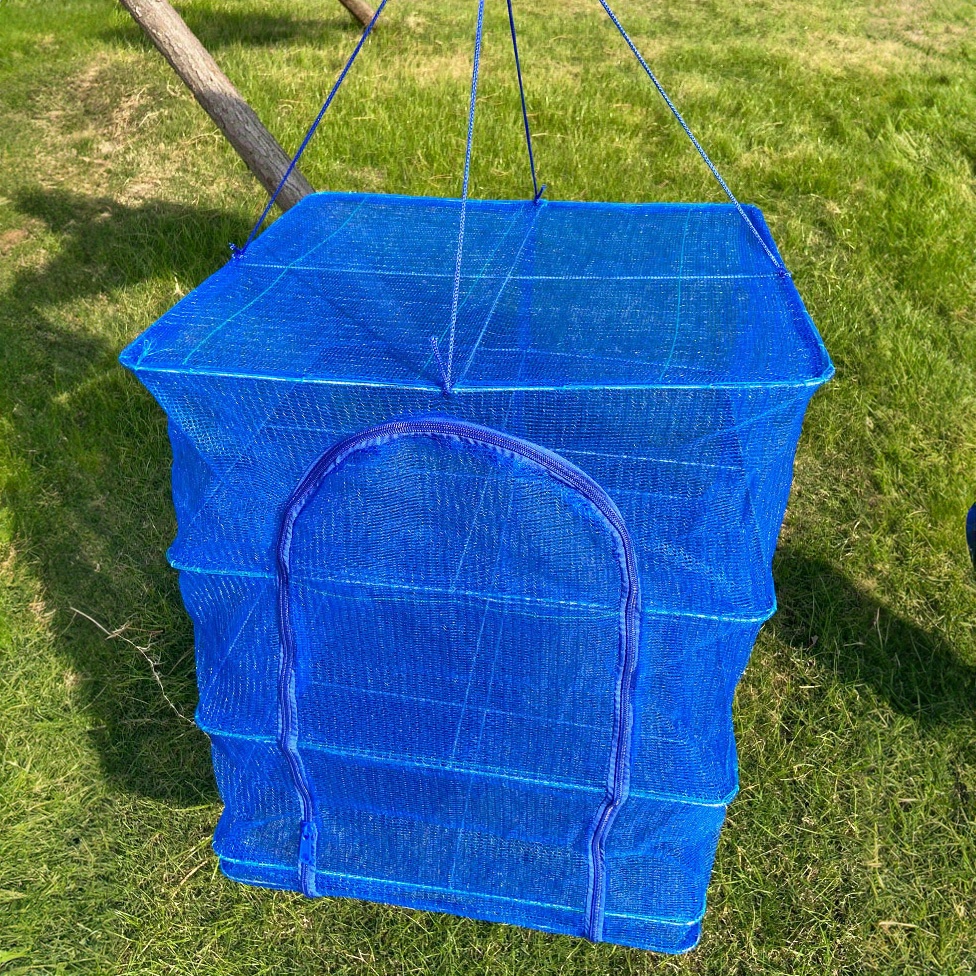 1pc 3 Layers Drying Rack, Folding Hanging Drying Fish Net, Non-Toxic Nylon  Netting For Sun-cure Shrimp Fish Fruit Vegetables Herb, With Zipper Opening