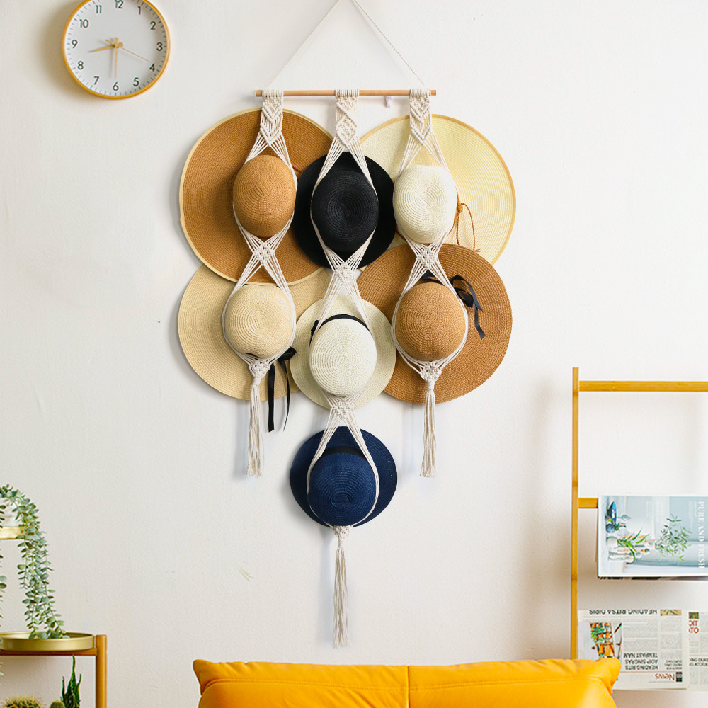 Macrame Hat Hangers Hat Storage Rack Wall Hanging Hat Holder - Temu Japan
