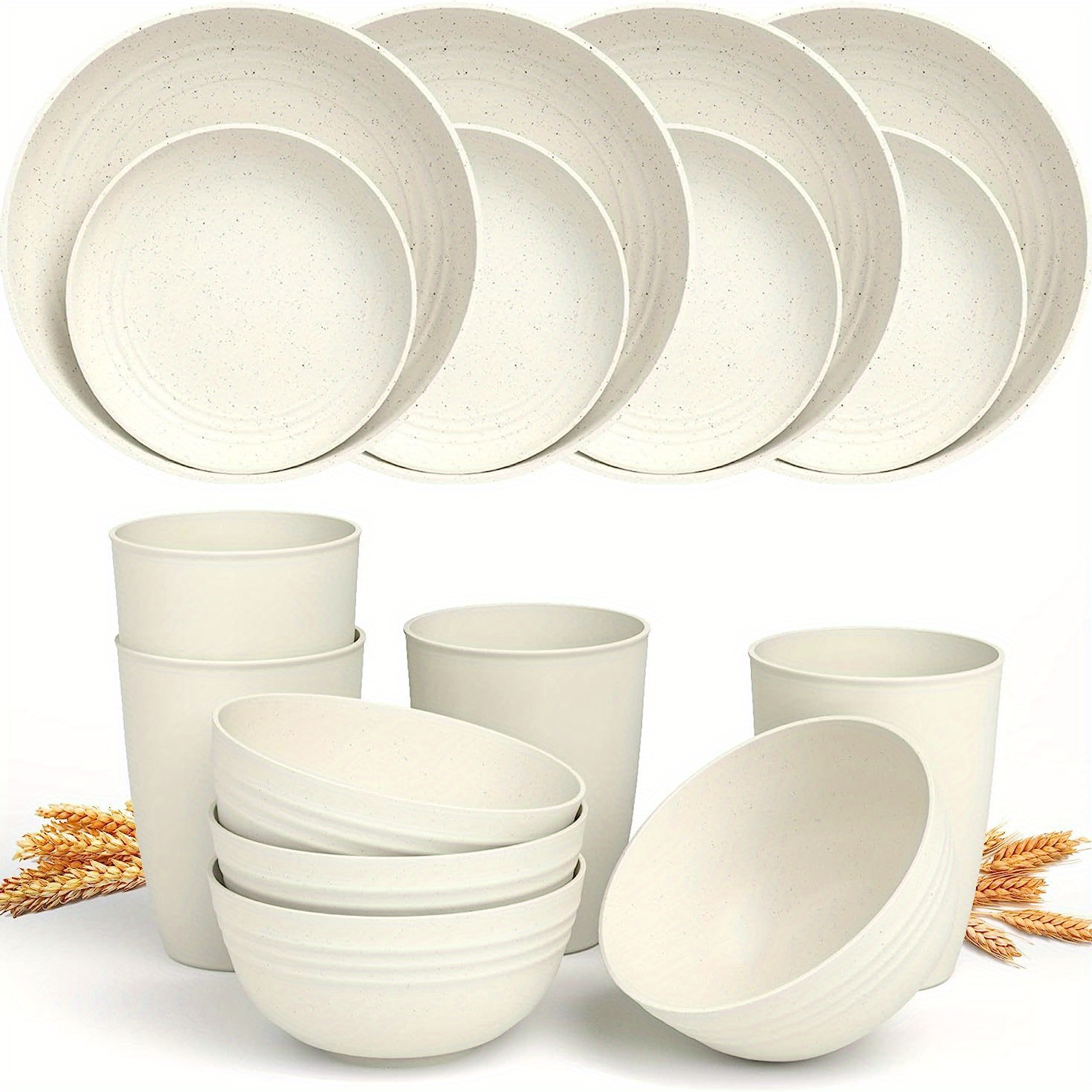 Grow Forward Premium Wheat Straw Dinnerware Sets - 8 Piece Unbreakable –  SHANULKA Home Decor