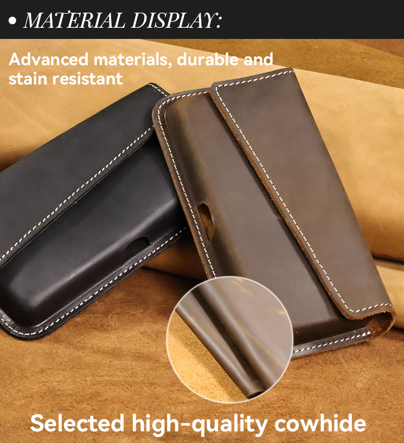 Men Mobile Phone Leather Case、retro Mens Waist Bag、ポケットを解放する Bags