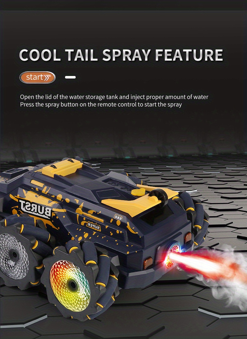 cj03 pro six wheeled water jet stunt multi function remote control vehicle variable modeling 360 drift spray cooling lighting rc car details 4
