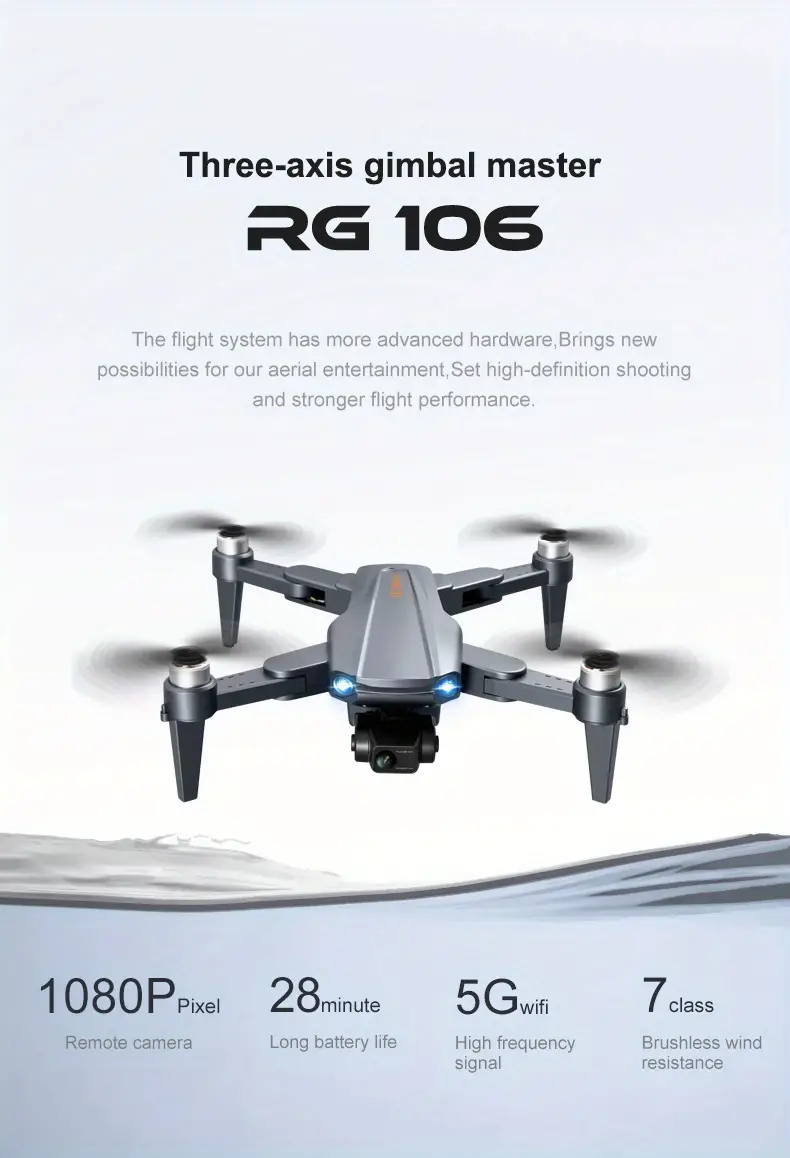 rg106 5g professional brushless gps drone three axis mechanical gimbal camera 1km image transmission 360 obstacle avoidance one key return flight for about 25 30 minutes details 3
