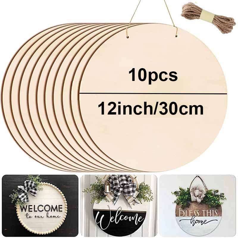 Round Wood Discs For Crafts,5 Pack 14 Inch Wood Circles Unfinished Plaque  For Crafts,door Hanger,do