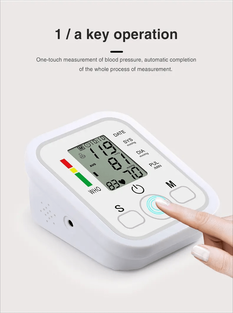 Monitor de presión arterial superior del brazo, monitor digital automático  de presión arterial puño, máquina BP y medidor de monitoreo de frecuencia