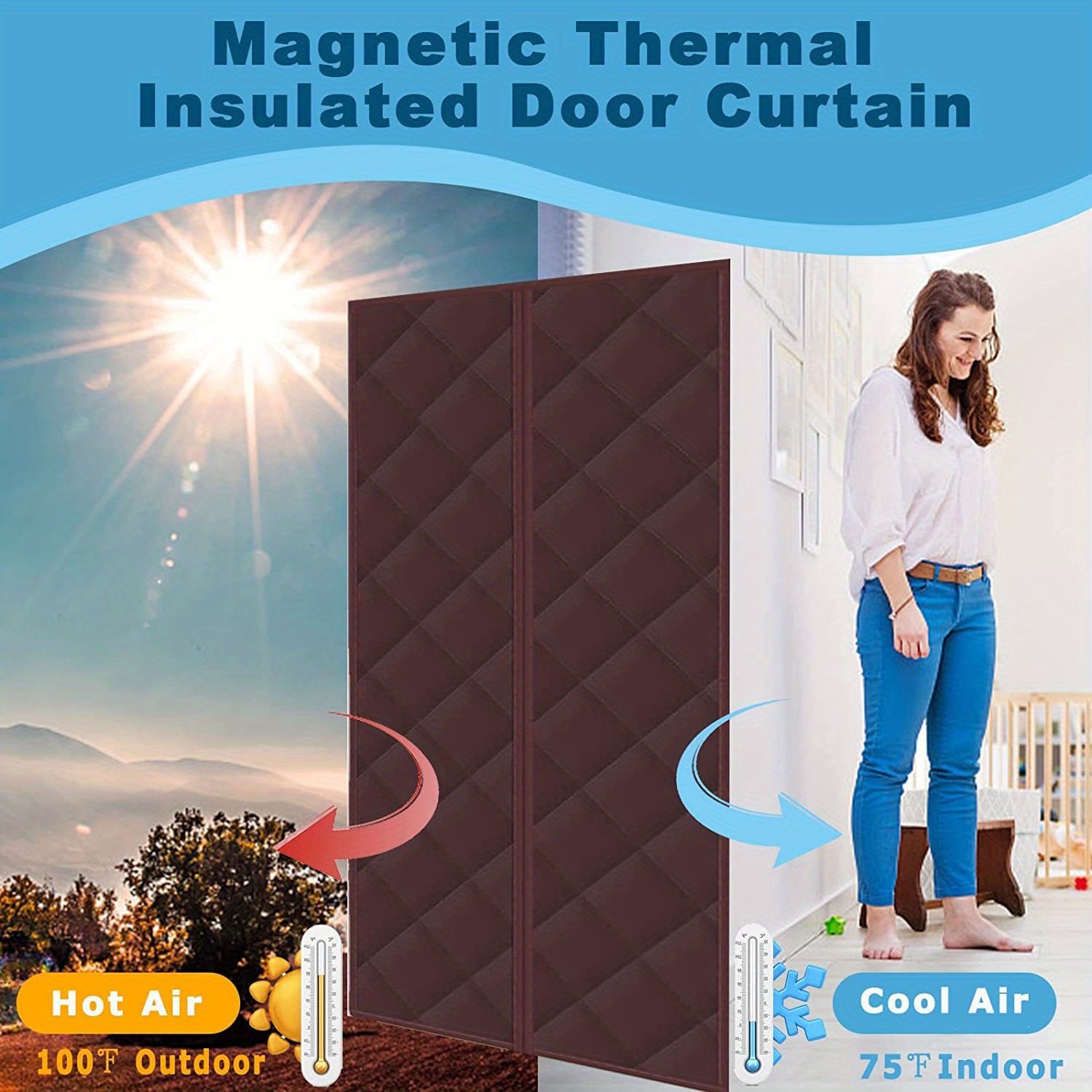 Isolierter Türvorhang, thermisch magnetisch, selbstdichtend, EVA-Türschutz,  hält Kälte draußen, Türabdeckung, automatischer Schließer für Küche