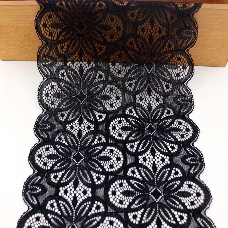 7 Wide Black Lace Fabric Sewing Lace Ribbon Trim Elastic Stretchy