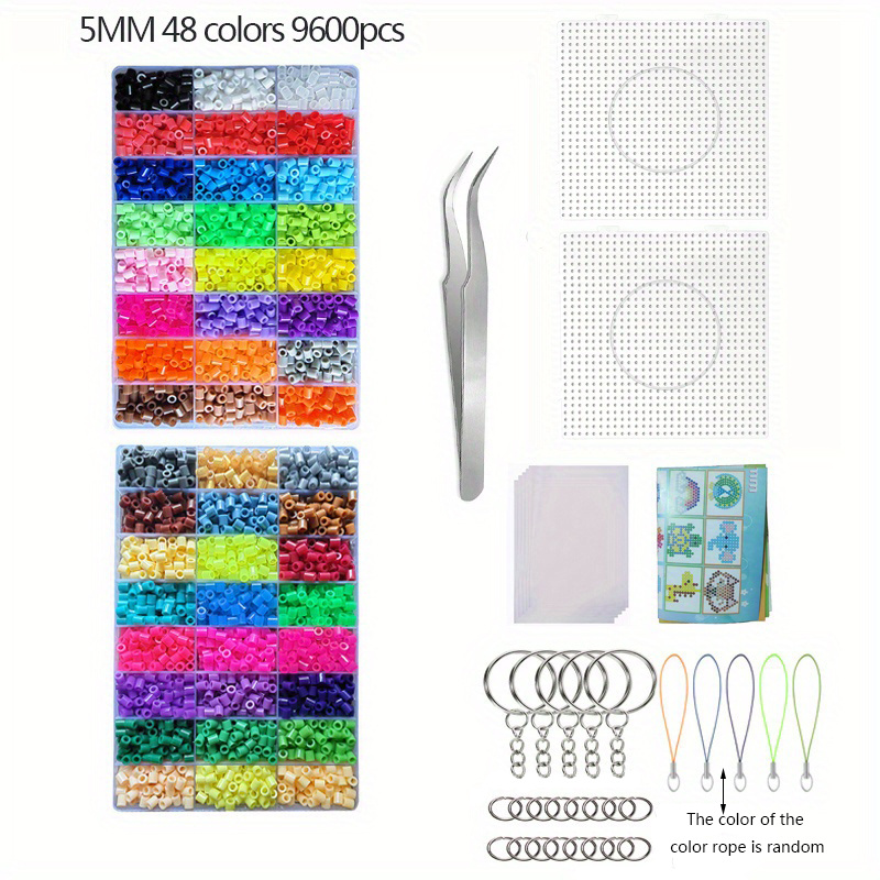 TCTHBC Fuse Beads Kit 9,600 Melting Beads 48 Colors 5mm Fusible Beads  Compatible Perler Beads Hama Beads Fusion Beads Kit for Kids, with 2  Ironing