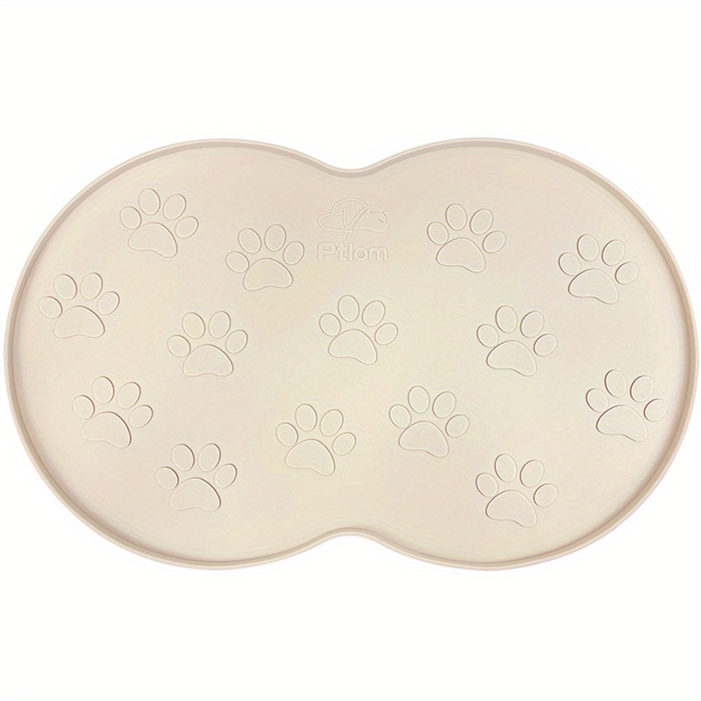 Three Sixty Six Pet Mat for Cat and Dog Bowls, Silicone Non-Slip Absorbent  Waterproof Dog Food Mat - Beige