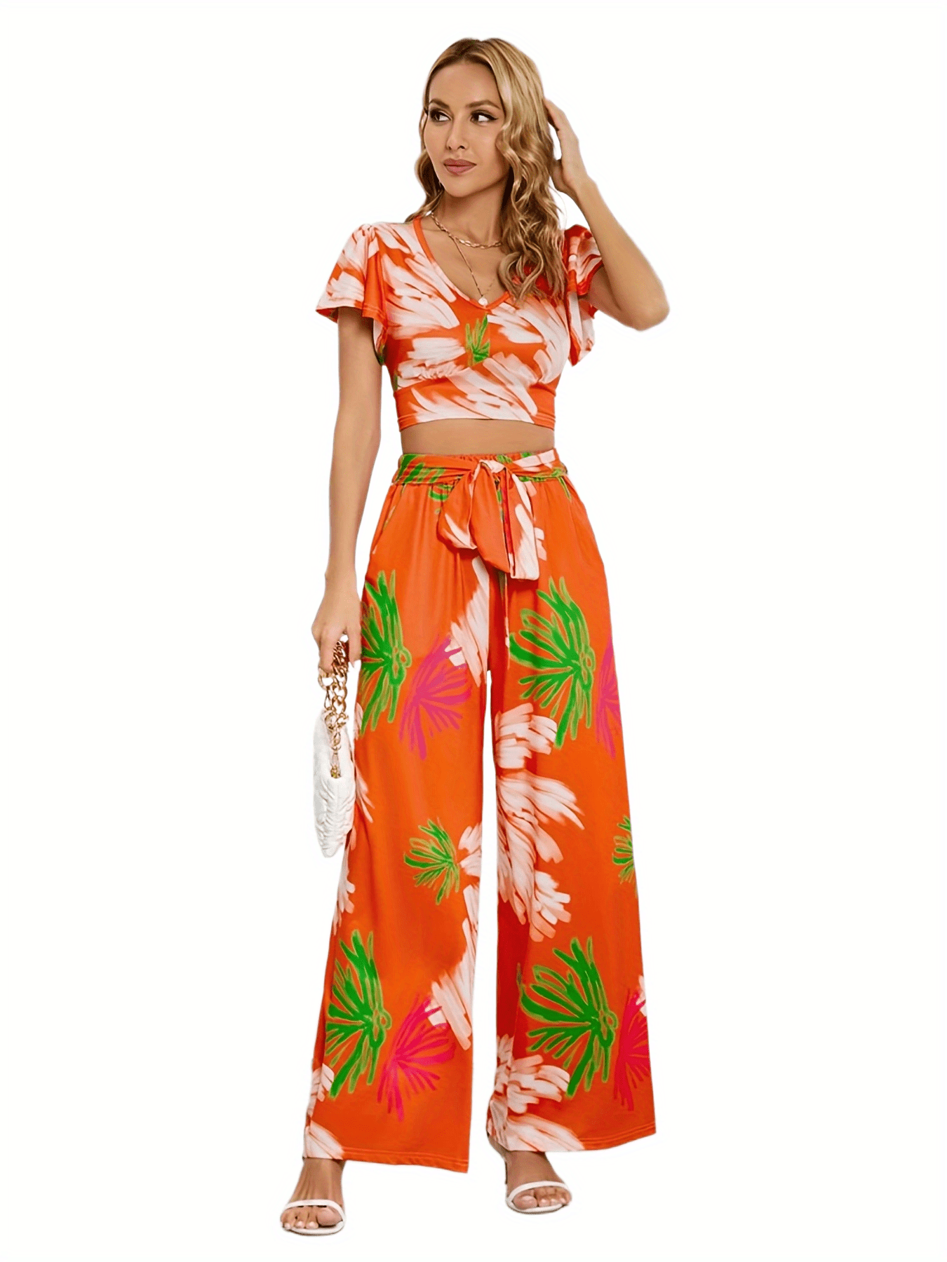 Zara Floral Printed Shirt With Kimono Sleeves With Hat and Matching Pants  Three Set, Printed Three Piece, Boho Summer Look, Summer Pants Set -   Denmark