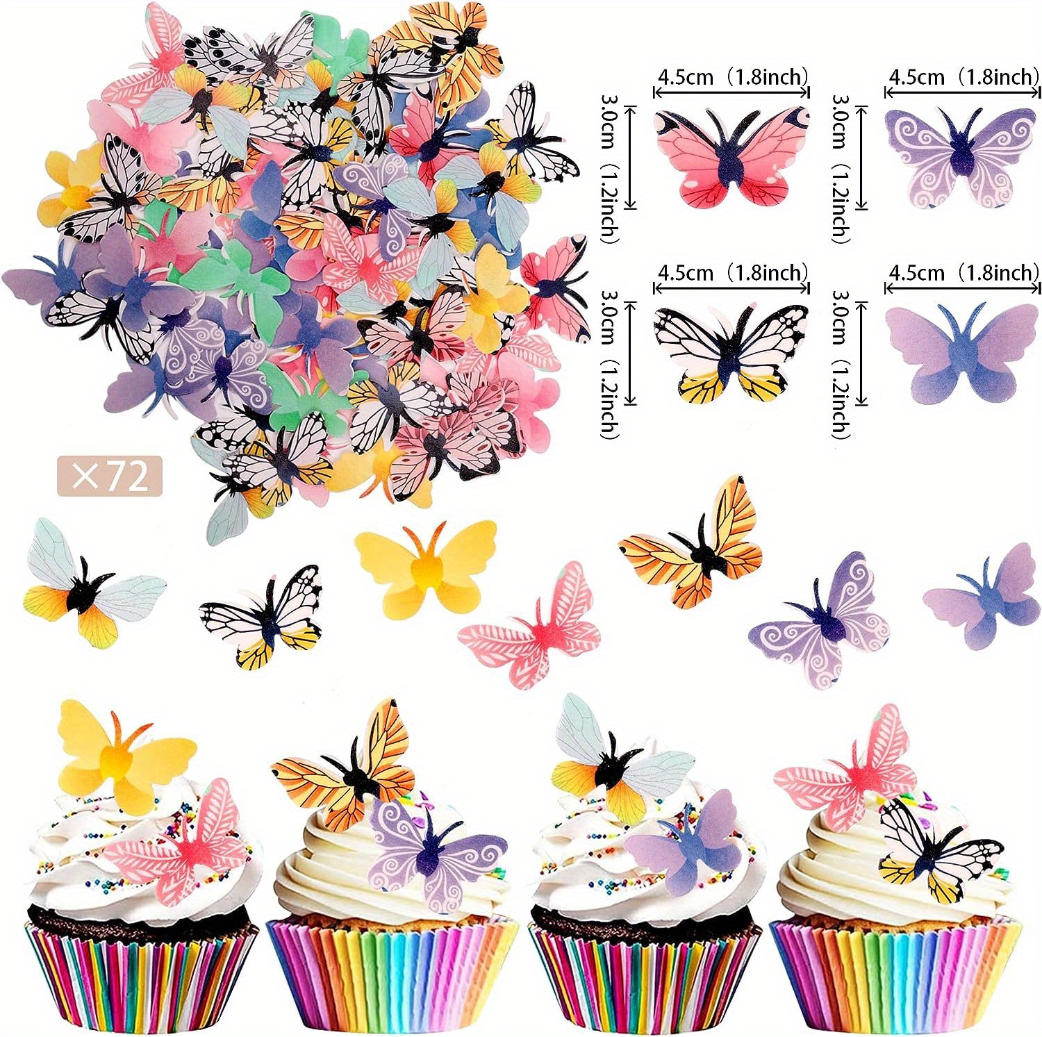 Edible Butterfly Cupcake Toppers Colorful Butterfly Cake Temu Australia