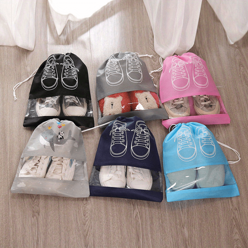 5pcs Non-woven Travel Portable Bag, Waterproof Pocket, Clothing Classified Hanging Bag