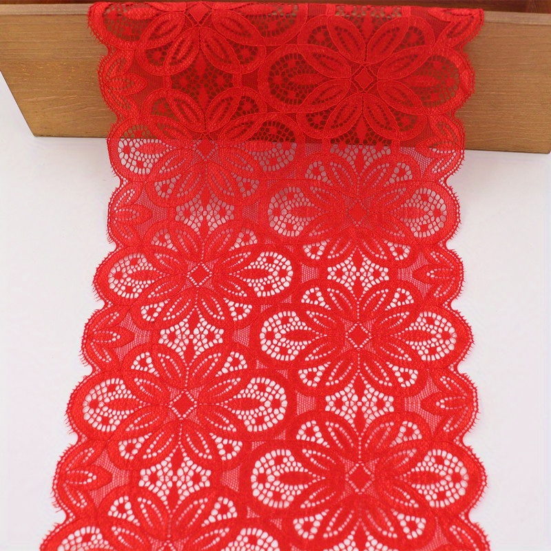 1 Yard Flower Stretch Lace Trim Ribbon Elastic Fabric Wide - Temu