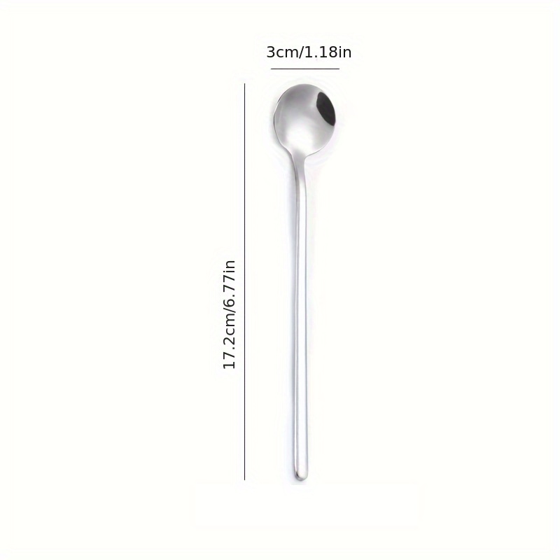 Stainless Steel Long Handle Small Round Spoon Mixing Coffee Dessert