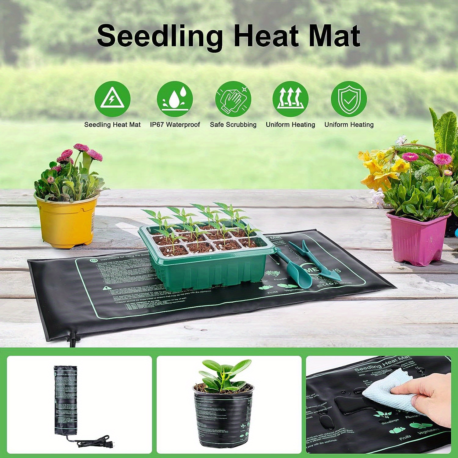 Snagshout  $12.5 Seed Starter Tray, 40 Cells Seed Starter Kit with  Seedling Heat Mat, Germination Tray with Humidity Control Domes, Cloning  Kit, Propagation and Germination Station, Heat Mat for Plants Starter Kit