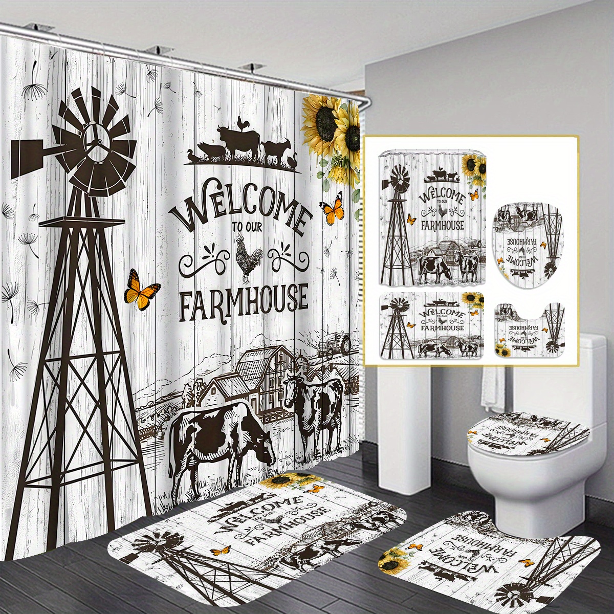 Cattle Shower Curtain Gift Modern Home Bathroom Decorative - Temu