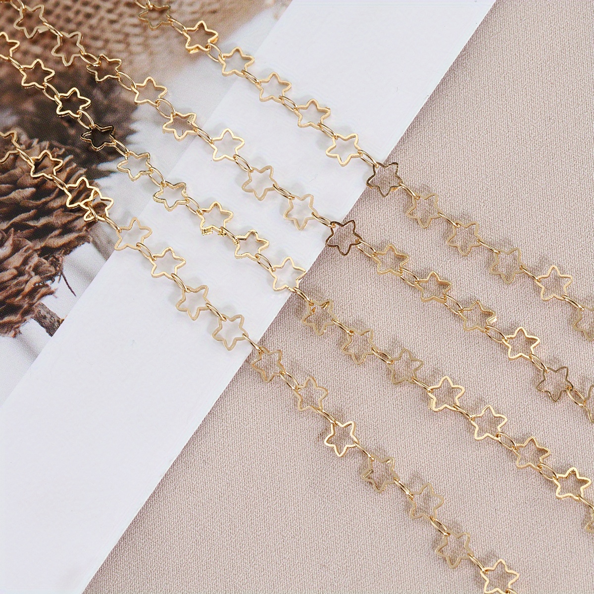 1meter Star Chain Golden Chain Hollow Metal Copper Chains - Temu