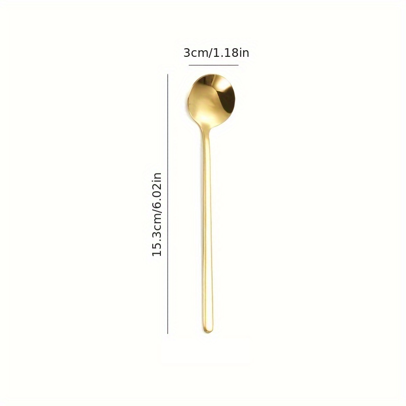 Stainless Steel Long Handle Small Round Spoon Mixing Coffee Dessert