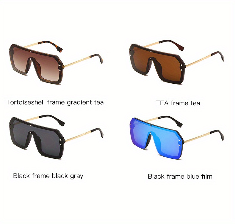1pc Mens New Trendy Large Frame Sunglasses Unisex Cool Integrated