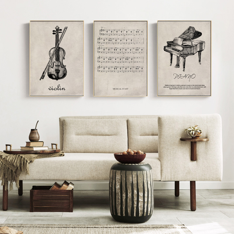 Piano On Decor Retro Wall Mural