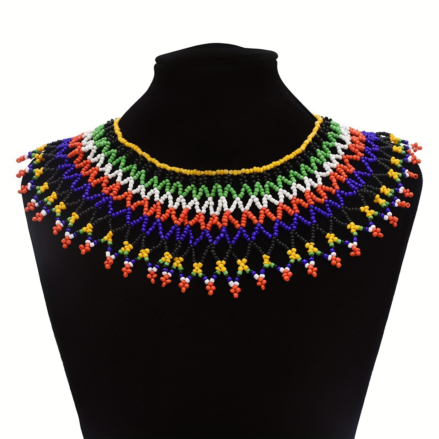 

Ethnic Style Colorful Beaded Necklace Multi Rows Exquisite Necklace For Girls