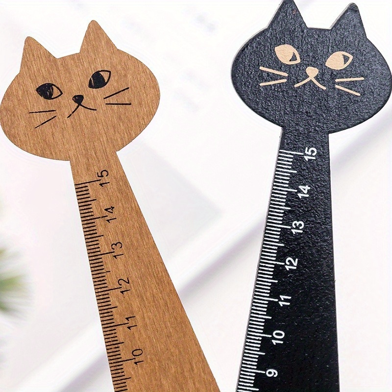 2pcs Cartoon Ruler Wooden Ruler Straight Ruler Cats Shaped - Temu Australia