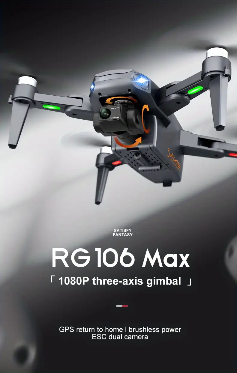 rg106 5g professional brushless gps drone three axis mechanical gimbal camera 1km image transmission 360 obstacle avoidance one key return flight for about 25 30 minutes details 0