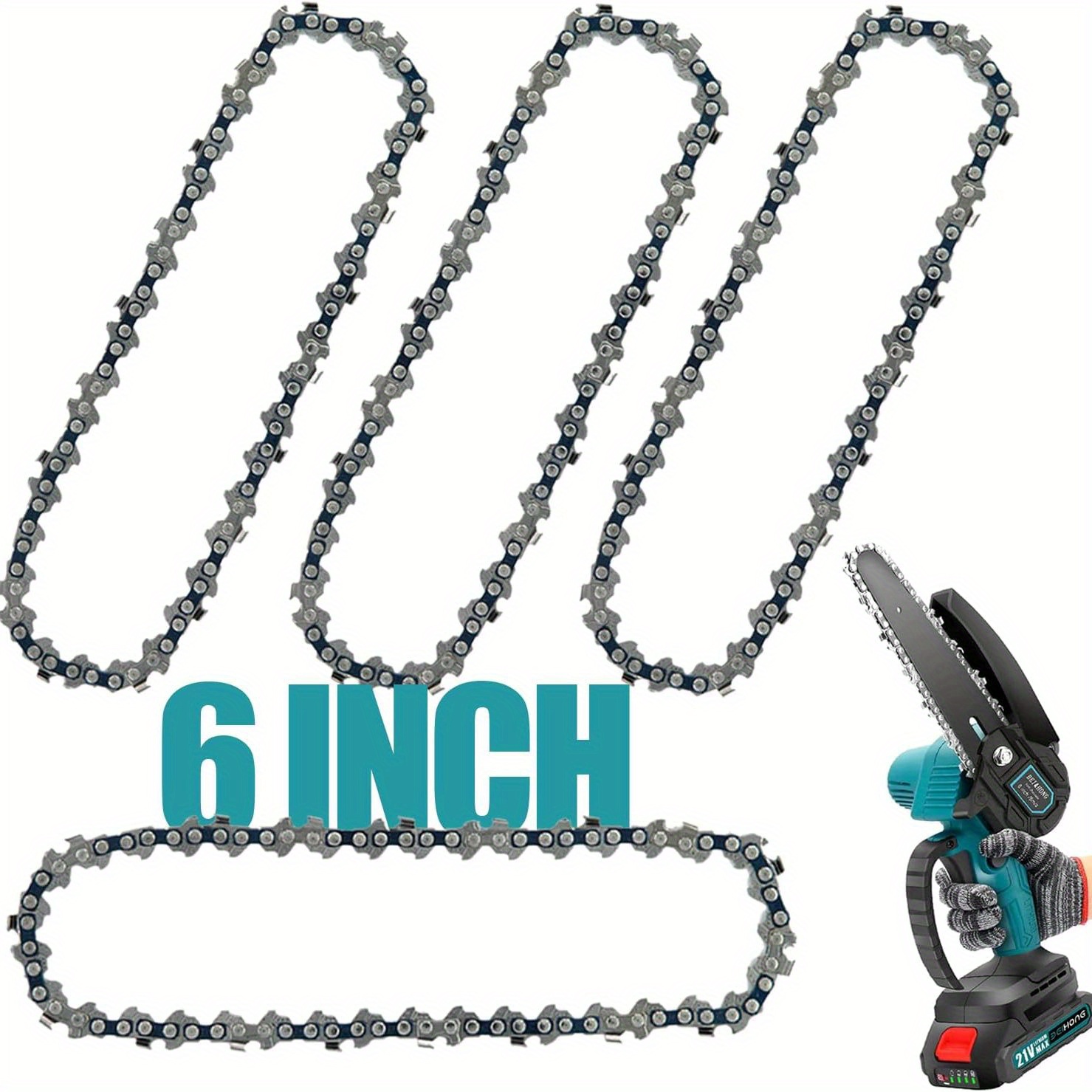5 Pack) 6 Inch Mini Chainsaw Chain Replacement For Cordless