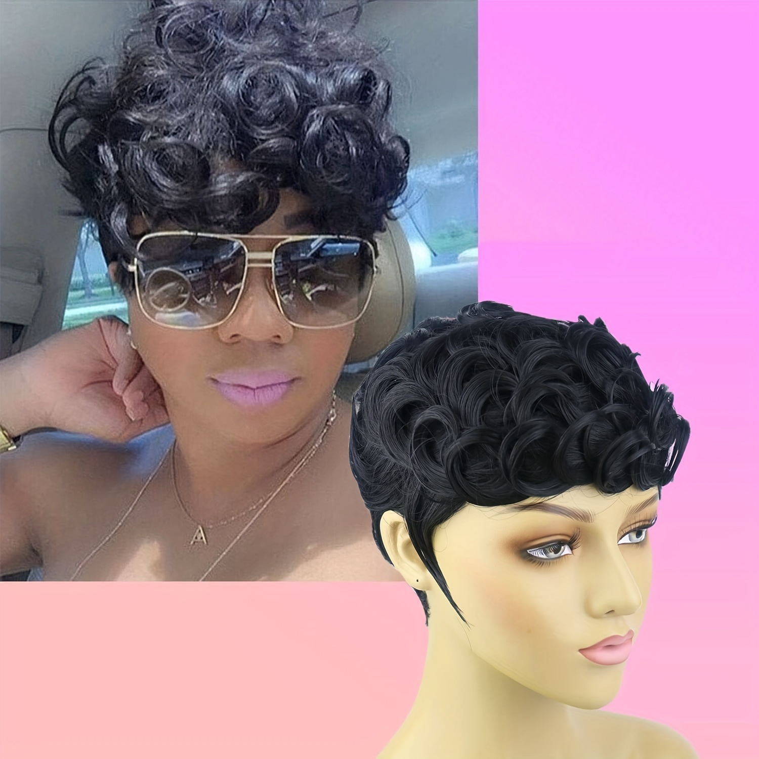 

Short Curly Pixie Cut Wig With Bangs Synthetic Wig Beginners Friendly Heat Resistant