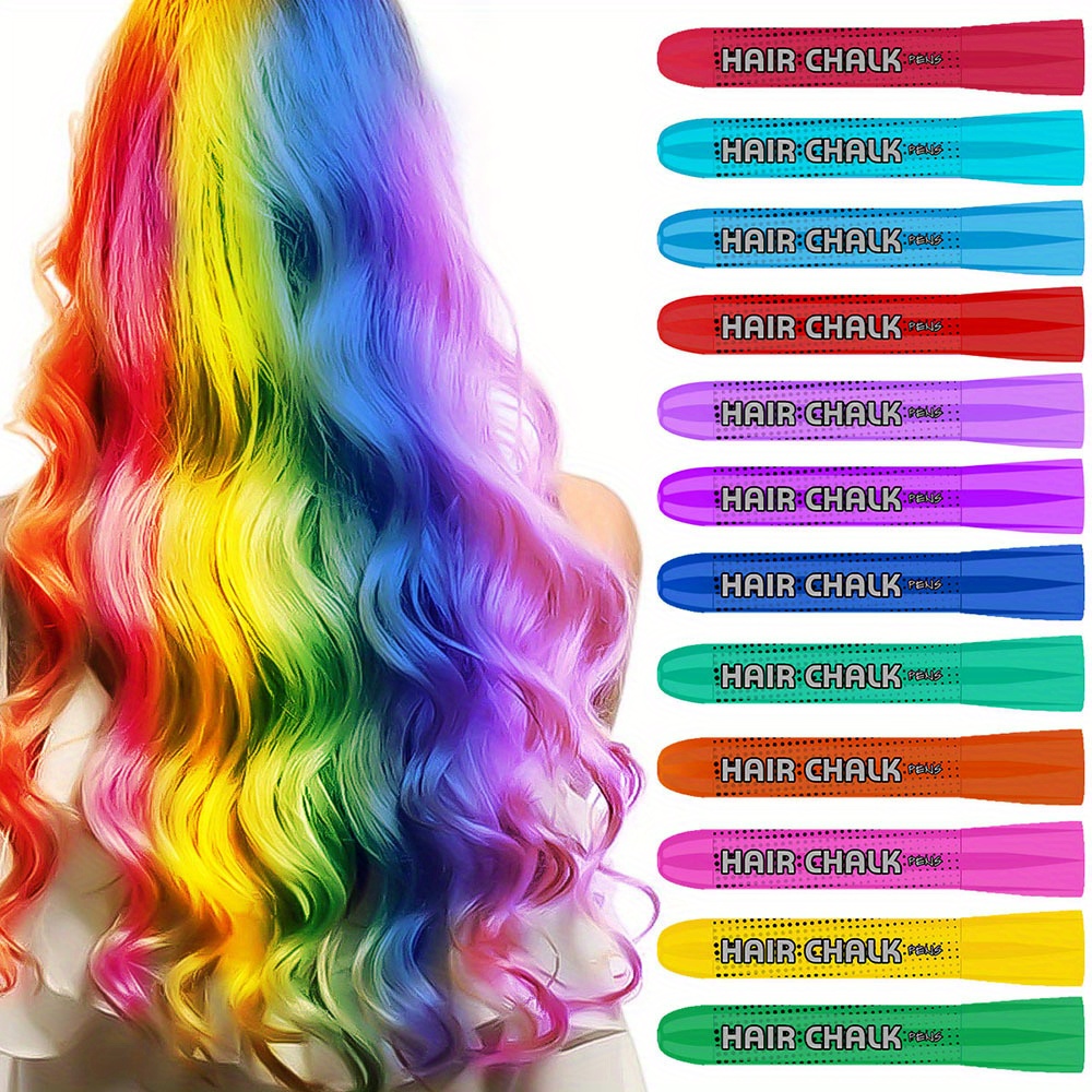 MSDADA 10 Color Hair Chalk Kit - Temporary Hair Color Comb for Kids Age  6-12 - Birthday and Christmas Gifts