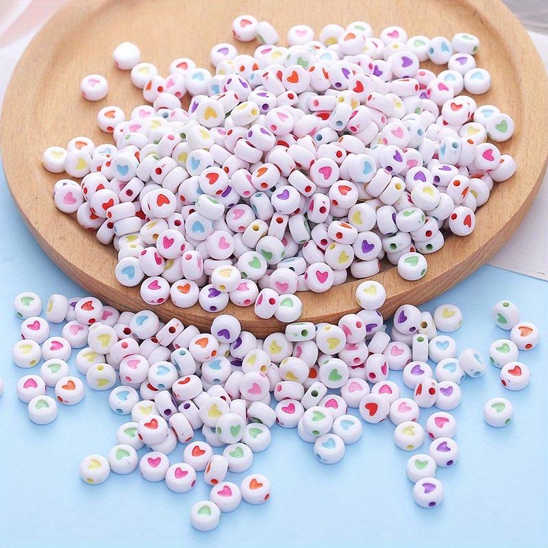 Acrylic Round Beads Washed Mixed White Color Letters Round - Temu