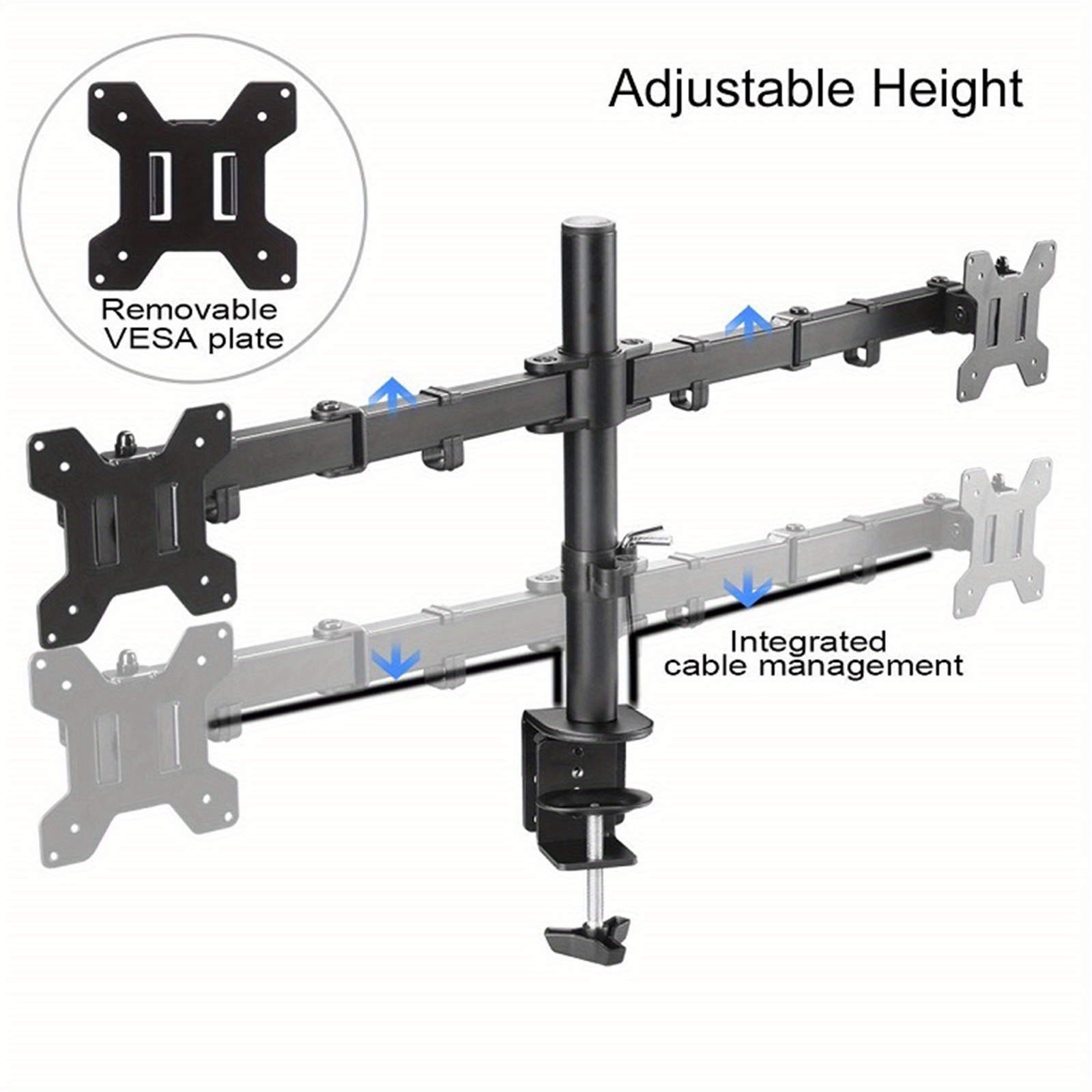 pc computer dual screen monitor bracket 2 13 27 inch screen desktop free lifting frame bracket arm multi angle adjustment vesa 75 100 mm details 5