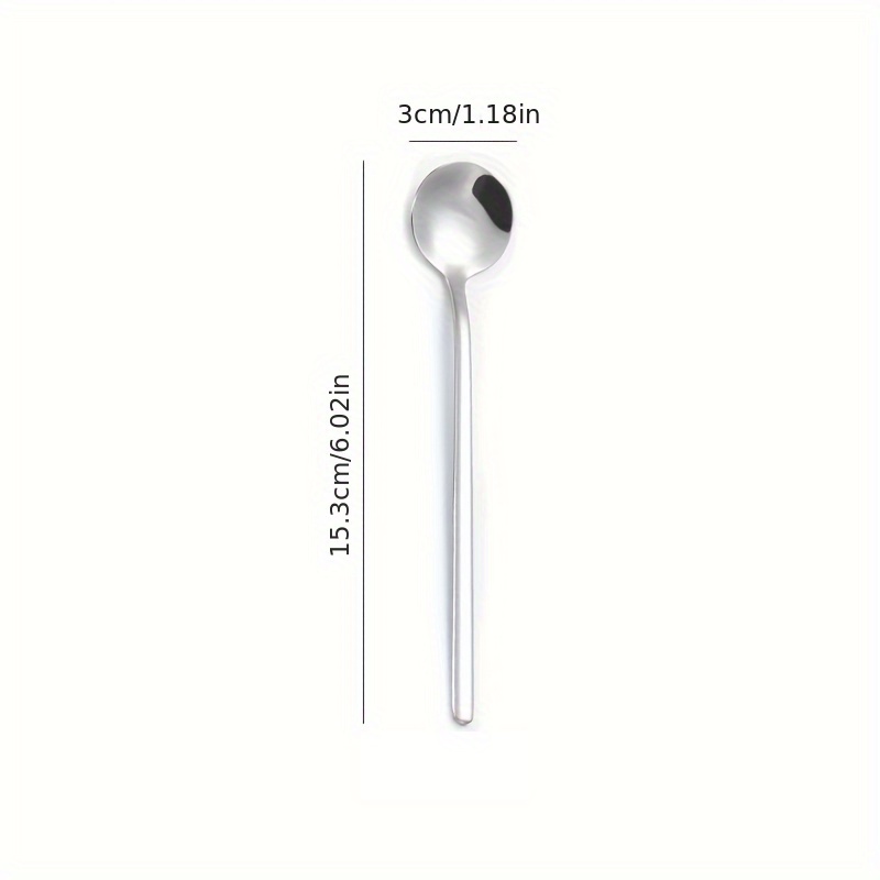 Stainless Steel Long Handle Small Round Spoon Mixing Coffee Dessert