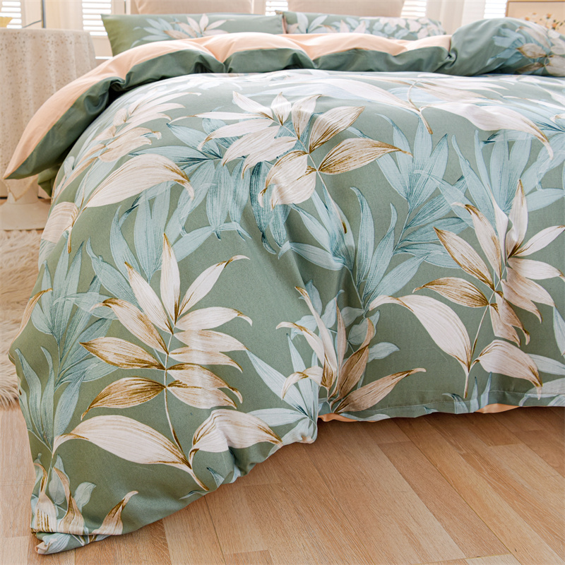 3pcs   duvet cover   leaf print   polyester bedding set for   soft comfortable and   duvet cover for bedroom   1 duvet cover 2 pillowcase without core details 4