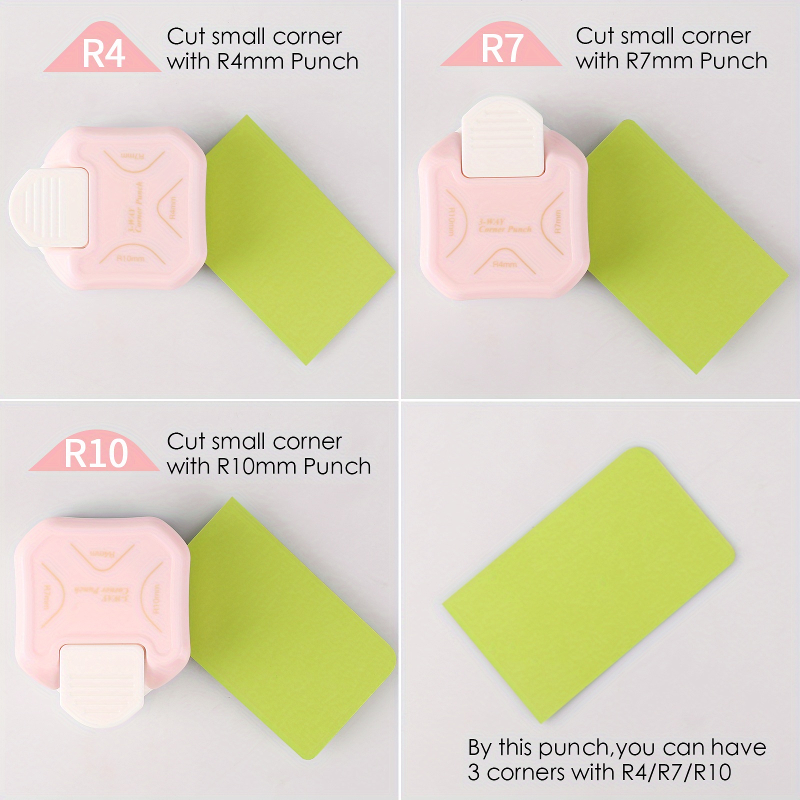 3 In 1 Corner Rounder Punch Corner Cutter 4-10mm for Card Making Laminate  Cardstock Scrapbooking Paper Crafts Business Cards