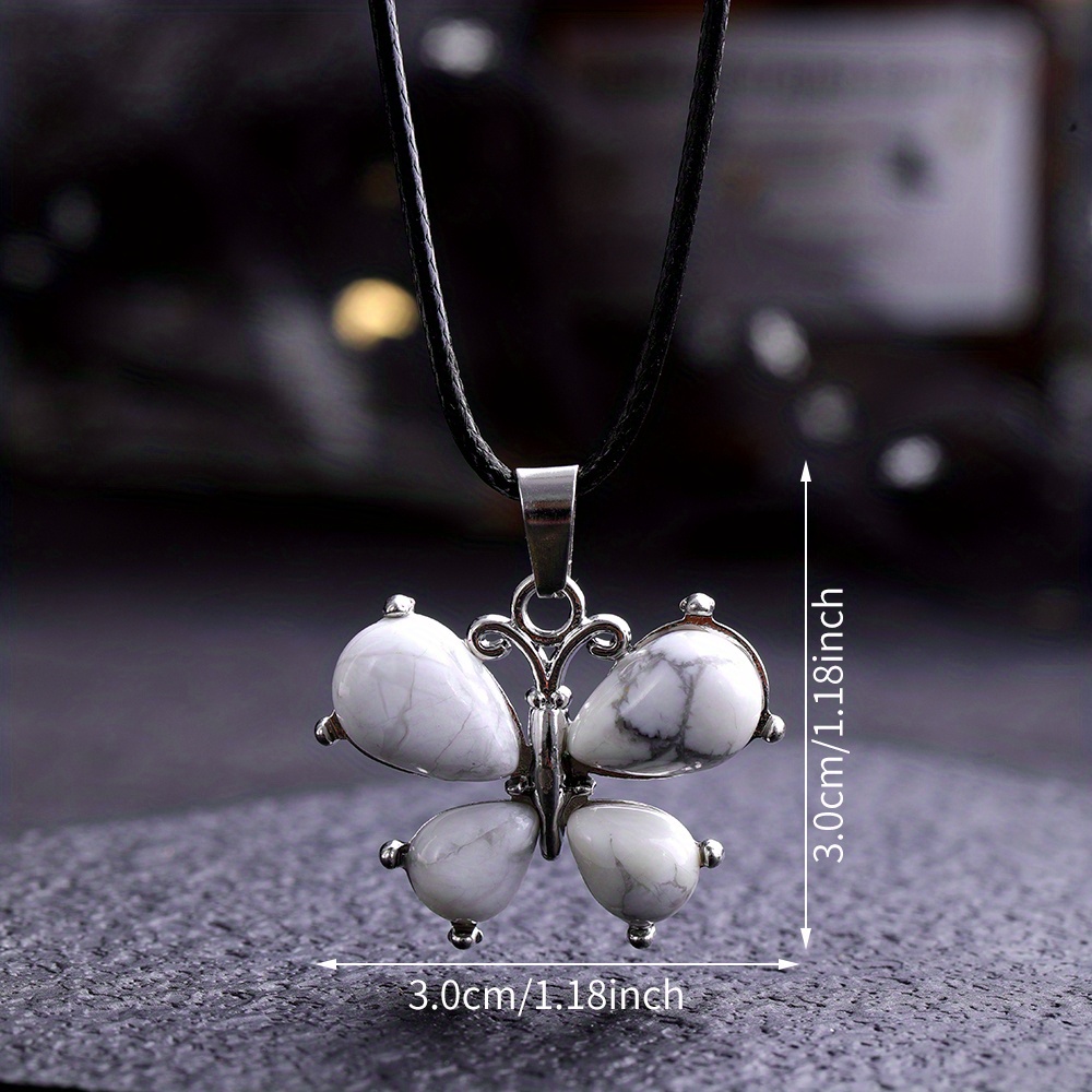 Butterfly Gem Necklace Rose Quartz Amethyst Opal Crystal Stone