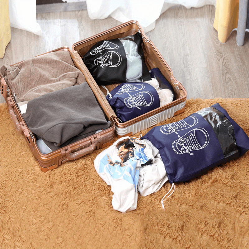 5pcs Non-woven Travel Portable Bag, Waterproof Pocket, Clothing Classified Hanging Bag