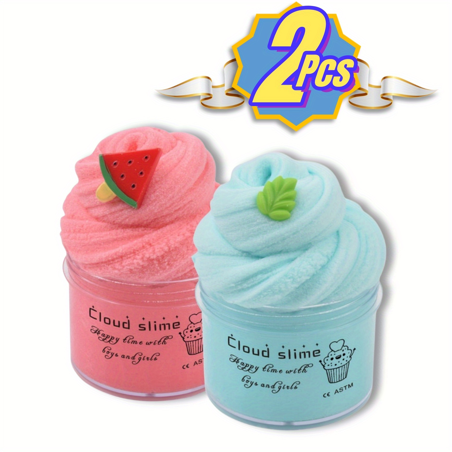 Cloud Slime Kit With Red Watermelon And Mint Charms Scented - Temu